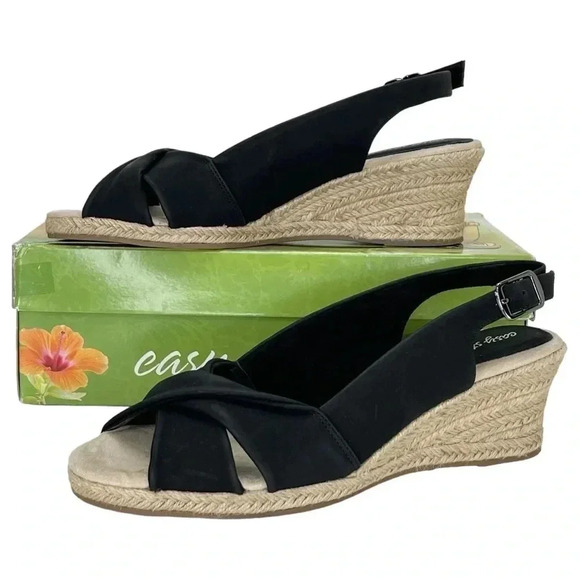 Easy Street Maureen Womens Super Flex Zone Black Wedge Dress Sandals Size 11M - Picture 13 of 15